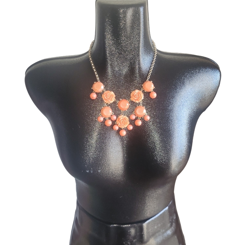 Bizou Peachy Orange Floral Necklace
